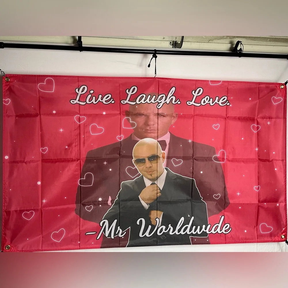 Pitbull “Mr. Worldwide Banner Tapestry 5x3Ft. With 4 Grommets (polyester)